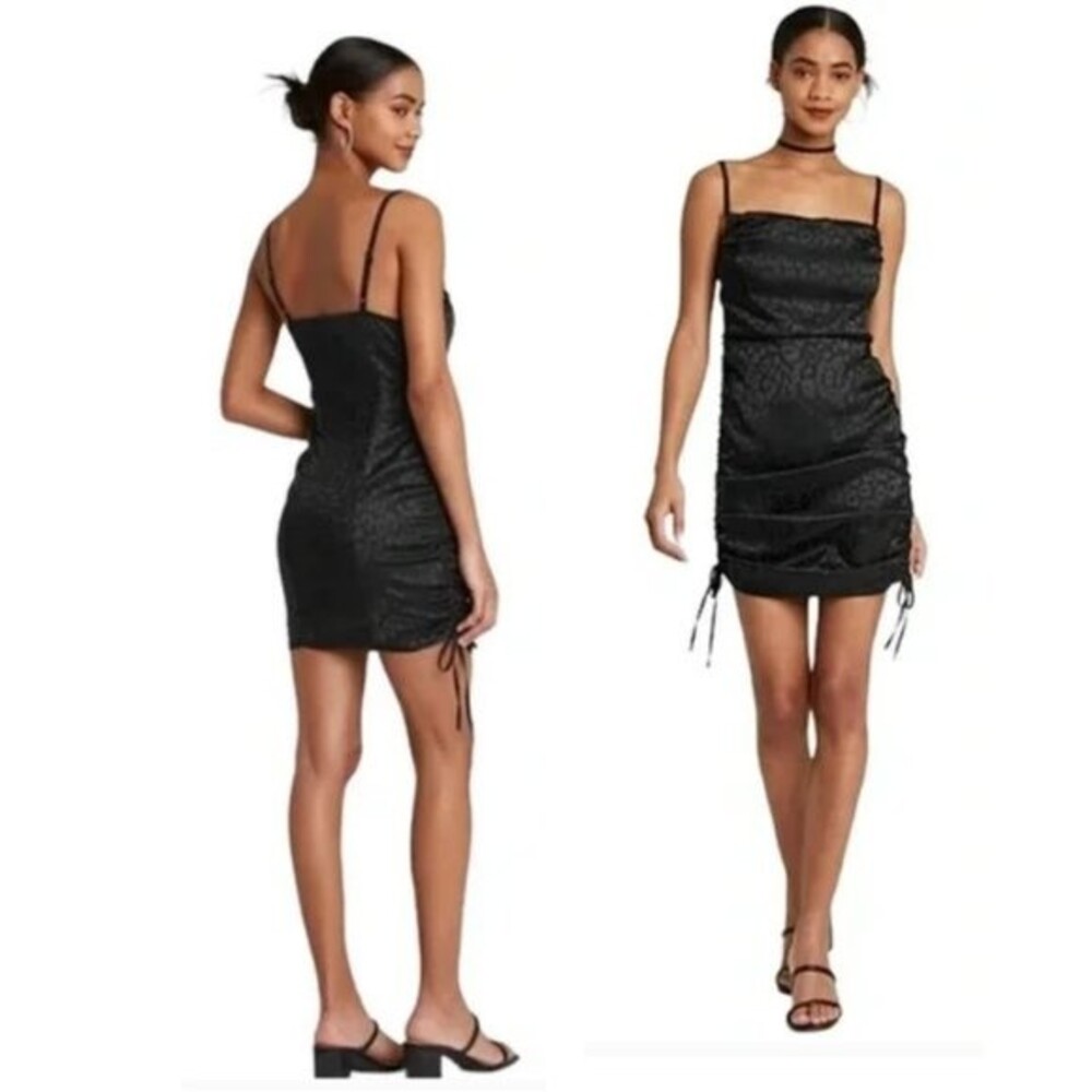 Wild Fable | Women's Black Sleeveless Ruched Side Bodycon Dress - X Large